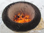 Массивный цилиндрический топливник из огнеупорного шамотного кирпича (топка древесным углём, дровами)